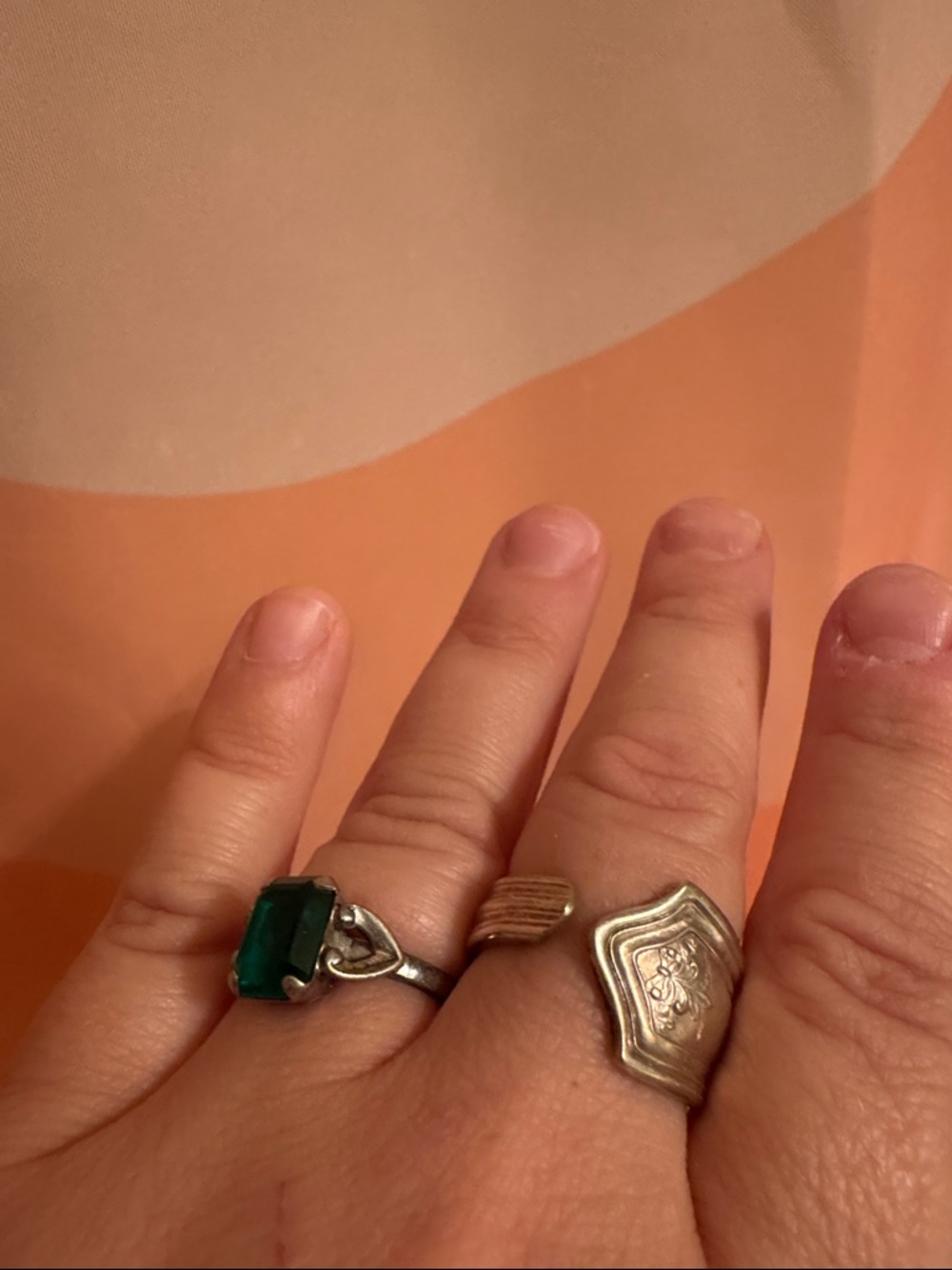 Recycled Vintage Silver Ornamental Silverware Wrap Ring